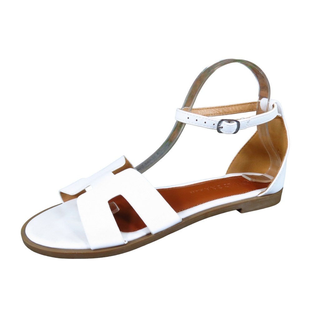 Wild Diva Lounge Women Flat H-Strap Sandals Size 9 Summer Travel White Synthetic